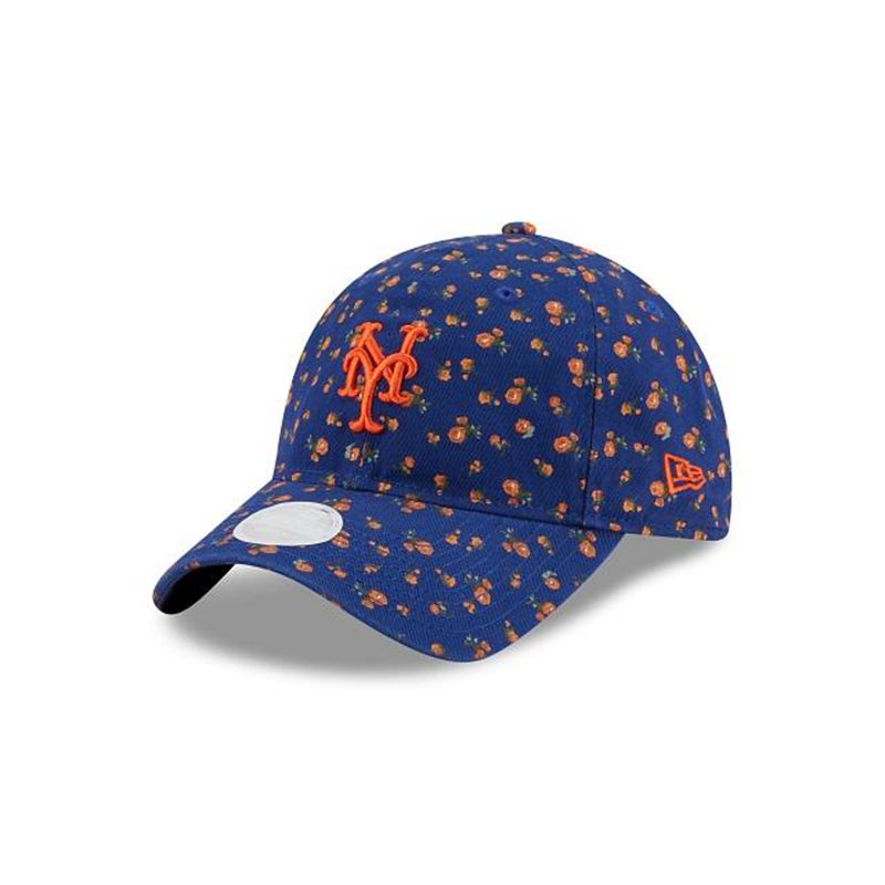 MLB New York Mets Womens Floral 9Twenty Adjustable (NNB6628) - Blue New Era Caps